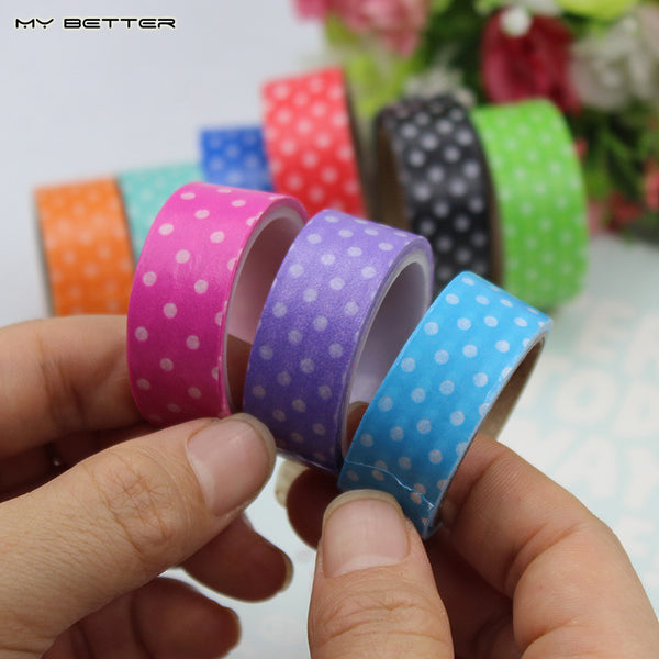 10Pcs Korean Kawaii Polka Dots Decorative Tape